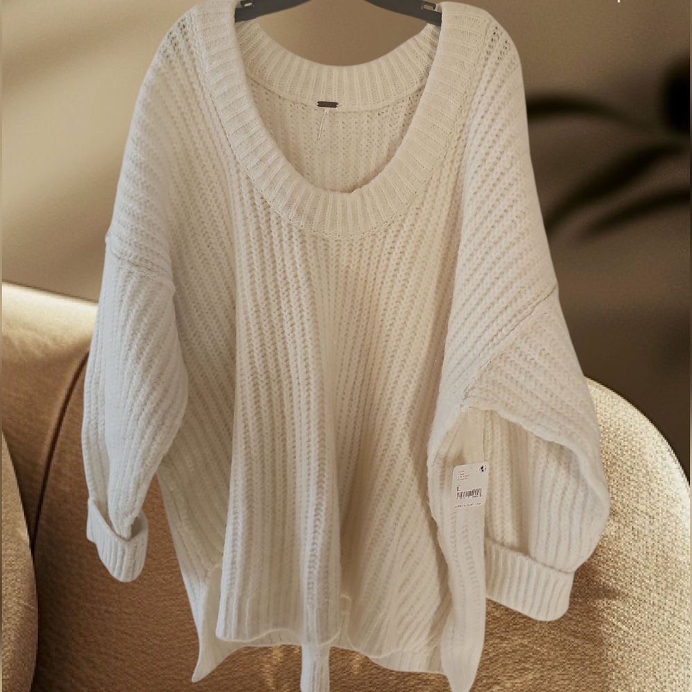 Free People Cream Knit Sweater